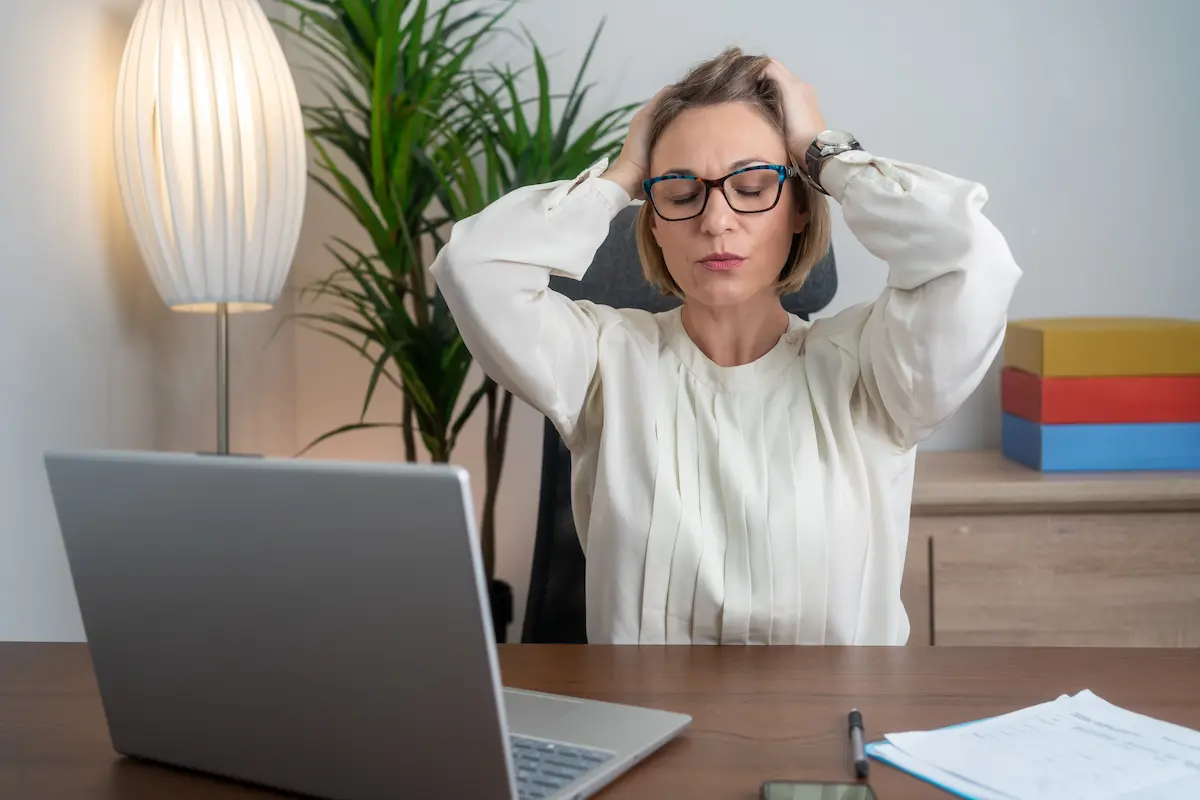 Stressed business woman working