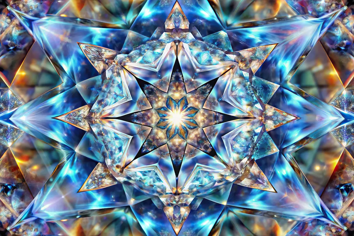 diamond structure star shape and kaleidoscope background panoramic